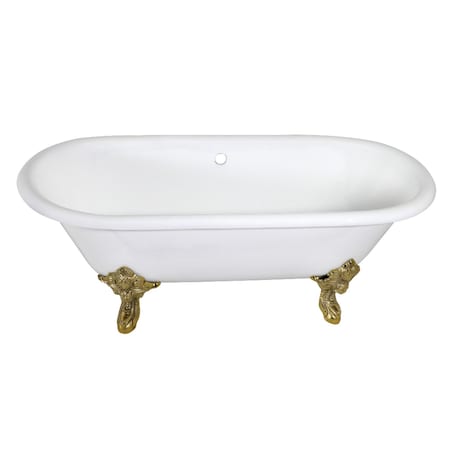 Aqua Eden Clawfoot Bathtubs, 71.63 L, 31.5 W, White/Polished Brass, Cast Iron VCTDE7232NL2